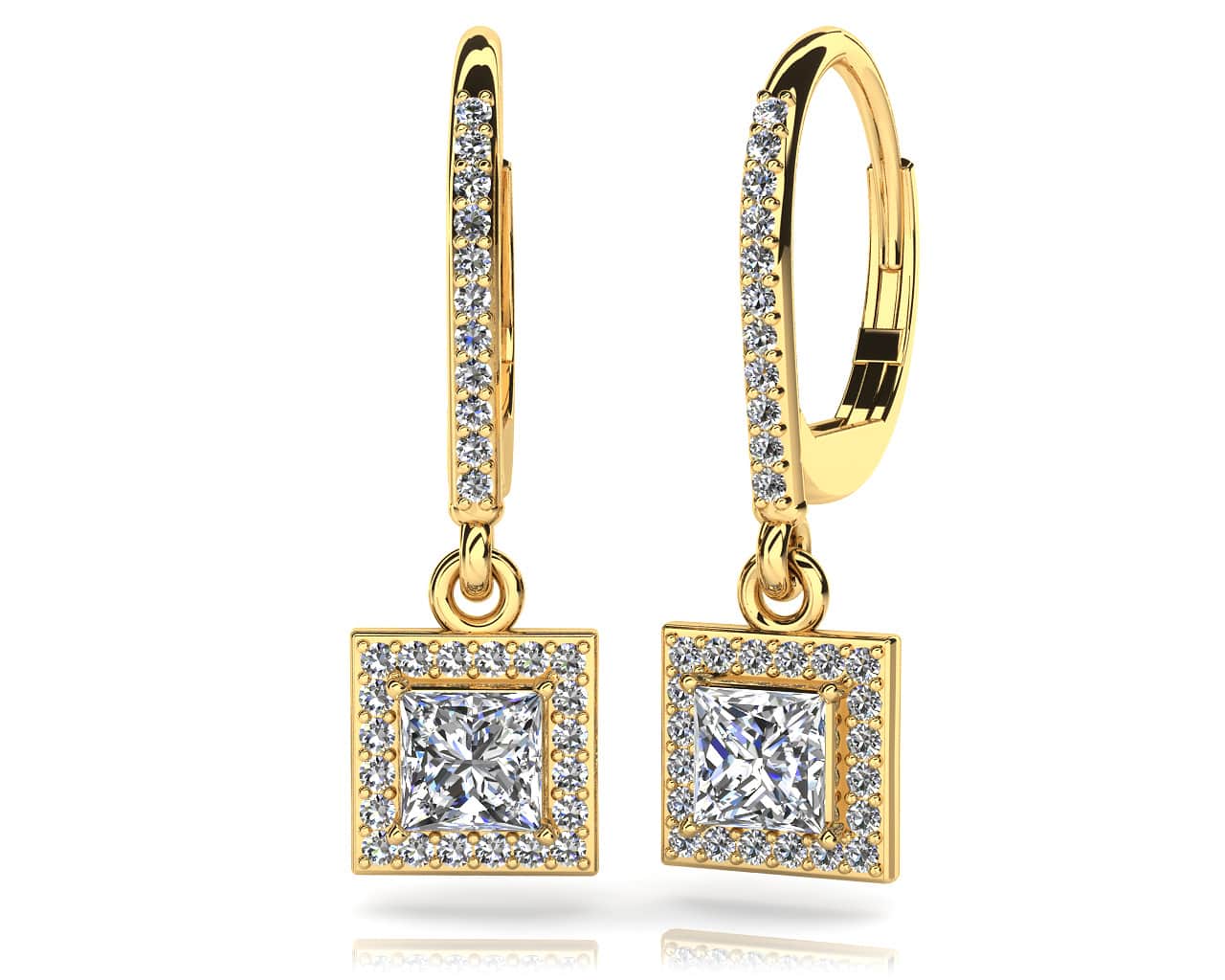 Princess Cut Diamond Drop Lab-Grown Diamond Earrings with 1.21 ct. (2X0.45 ct. center diamonds) - Image 2