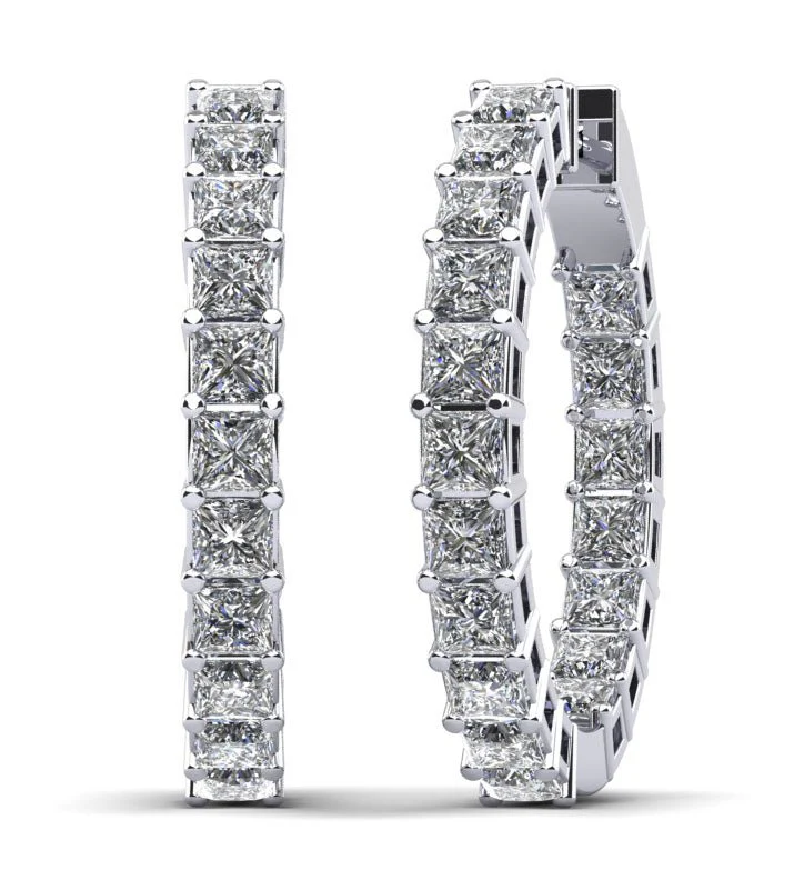 Princess Cut Diamond Hoop Earrings Small Lab-Grown Diamond with 8.54 ct.(finished) 3.5mm