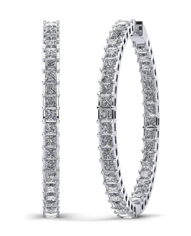 Princess Cut Diamond Hoop Earrings X Large Lab-Grown Diamond with 18.16 ct.(finished) 3.5mm