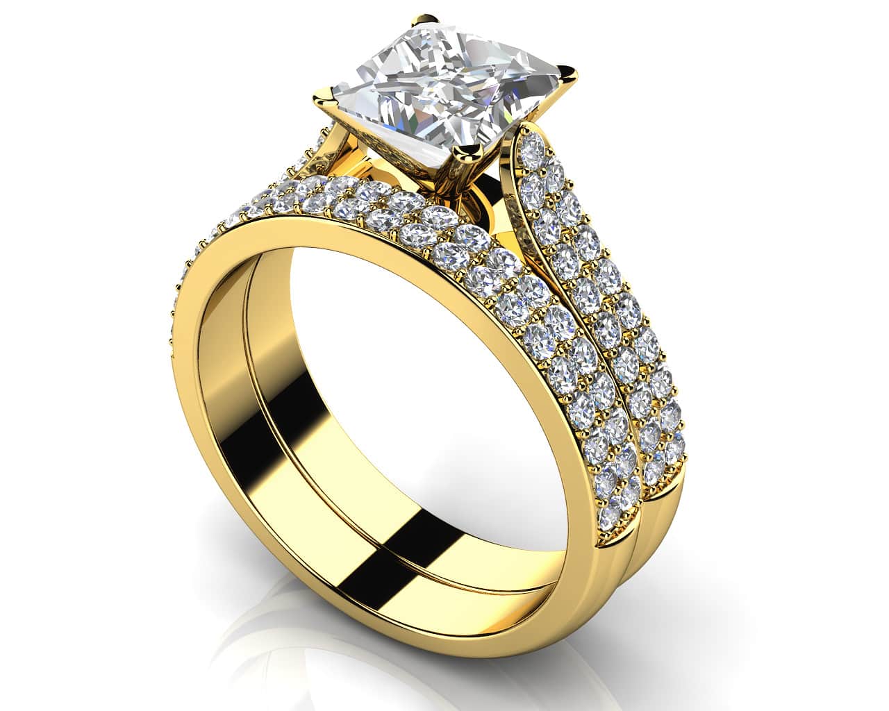 Princess Cut Diamond Splendor Bridal Set Diamond  with 1.50 ct. (0.70 ct. center diamond) - Image 2