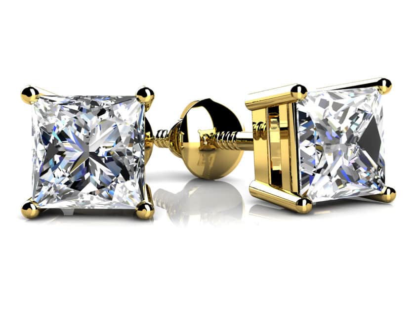 Princess Cut Lab-Grown Diamond Stud Earrings with 0.50 ct.(finished) 3.5mm - Image 2