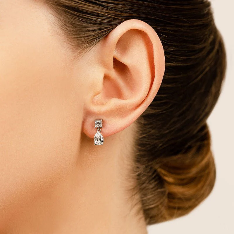 Princess Cut Diamond TearDrop Lab-Grown Diamond Earrings with 2.81 ct.(finished) 9x6mm, 4mm - Image 4
