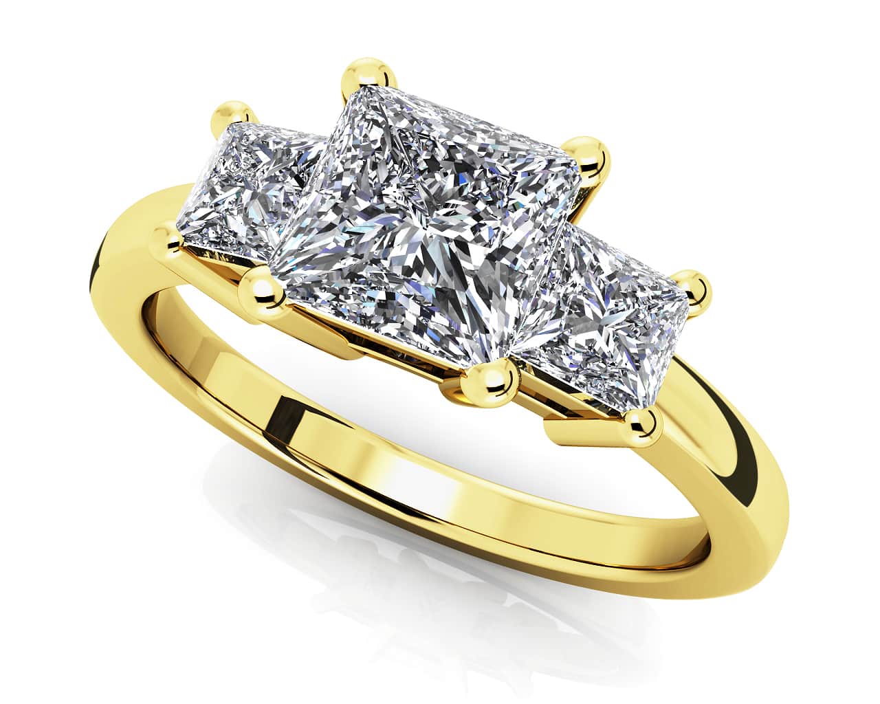 Princess Cut Diamond Three Stone Lab-Grown Diamond Ring with 2.40 ct. (1.50 ct. center diamond) - Image 2