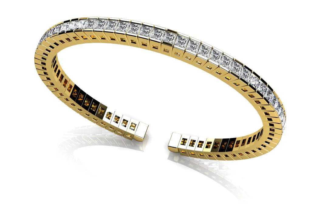 Princess Cut Flexible Diamond Bangle Lab-Grown Diamond Bracelet with 7.95 ct.(finished) 3mm - Image 2