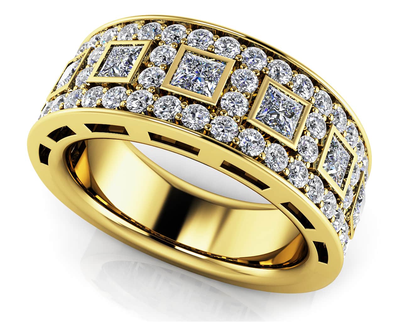Princess Cut Four Row Lab-Grown Diamond  Ring with 1.56 ct.(finished) 1.5mm, 2.75mm - Image 2