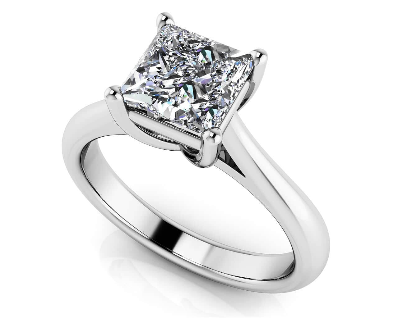 Princess Cut Solitaire Lab-Grown Diamond Engagement Ring with 0.50 ct.(finished) 4.5mm