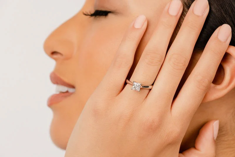 Princess Cut Solitaire Lab-Grown Diamond Engagement Ring with 0.50 ct.(finished) 4.5mm - Image 4