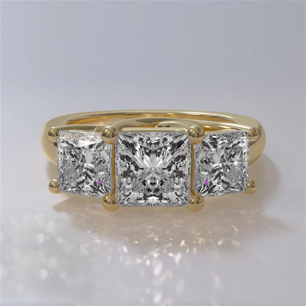 Princess Cut Swirl Three Stone Diamond Engagement Ring with 2.00 ct. (1.00 ct. center diamond) - Image 4
