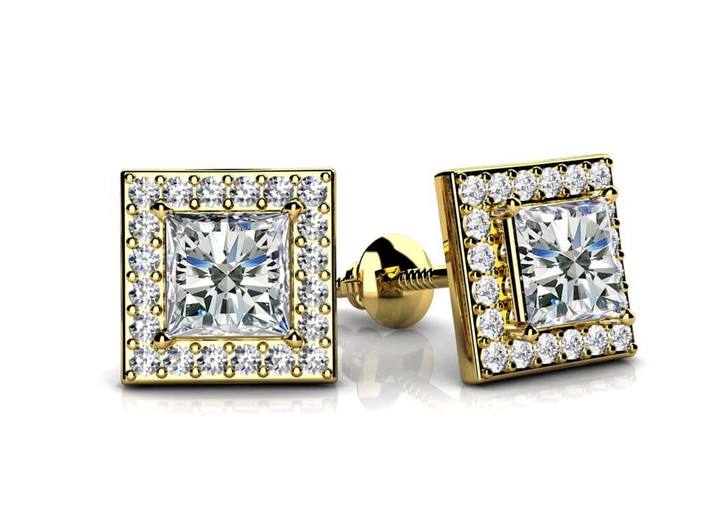 Princess Designer Diamond Stud Earrings with 1.10 ct. (2X0.45 ct. center diamonds) - Image 2