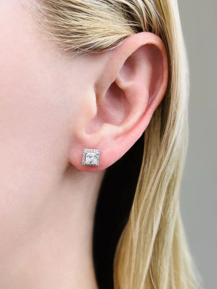 Princess Designer Lab-Grown Diamond Stud Earrings with 0.47 ct. (2X0.16 ct. center diamonds) - Image 3