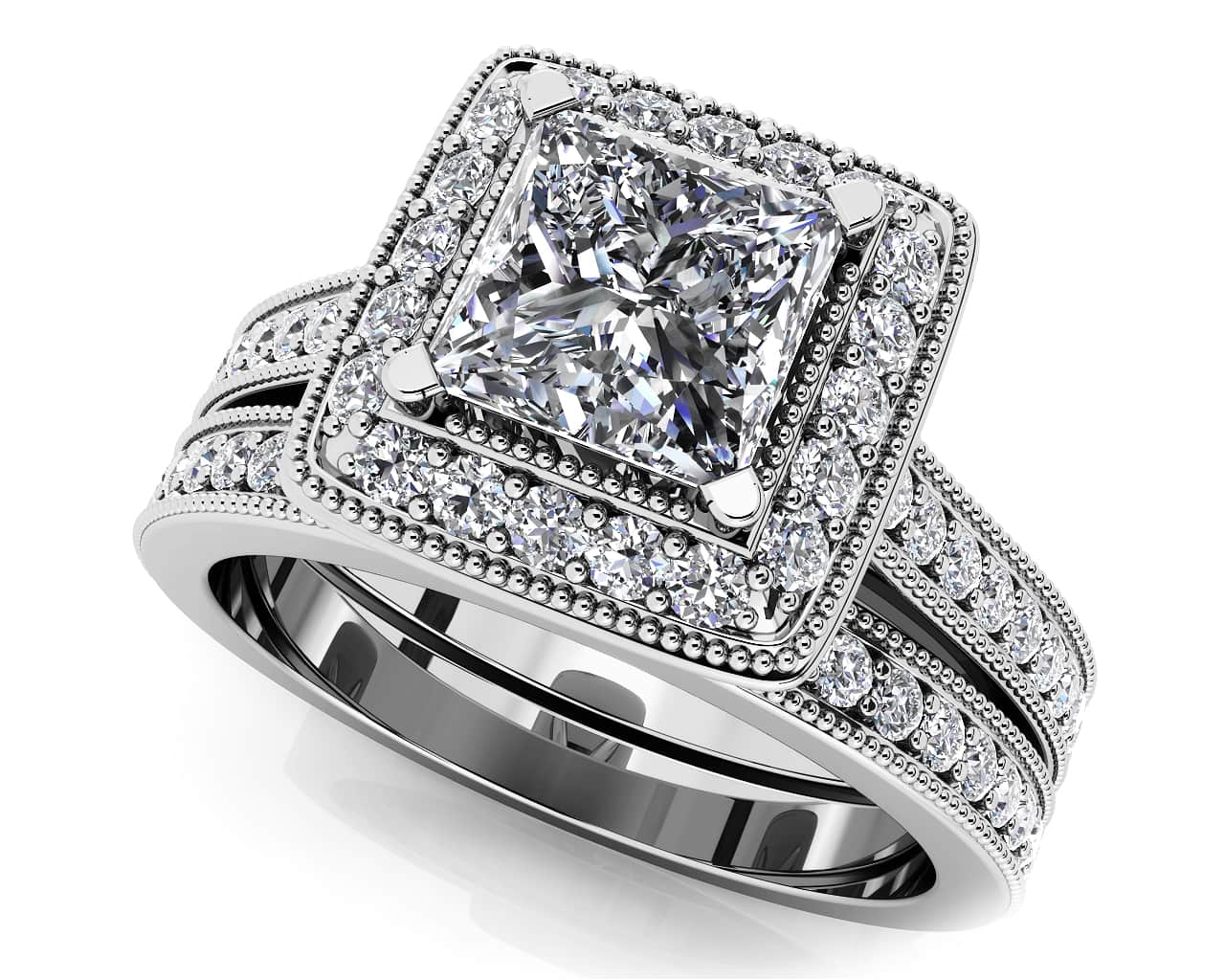 Princess Dreams Lab-Grown Diamond Bridal Set with 2.52 ct. (2.00 ct. center diamond)
