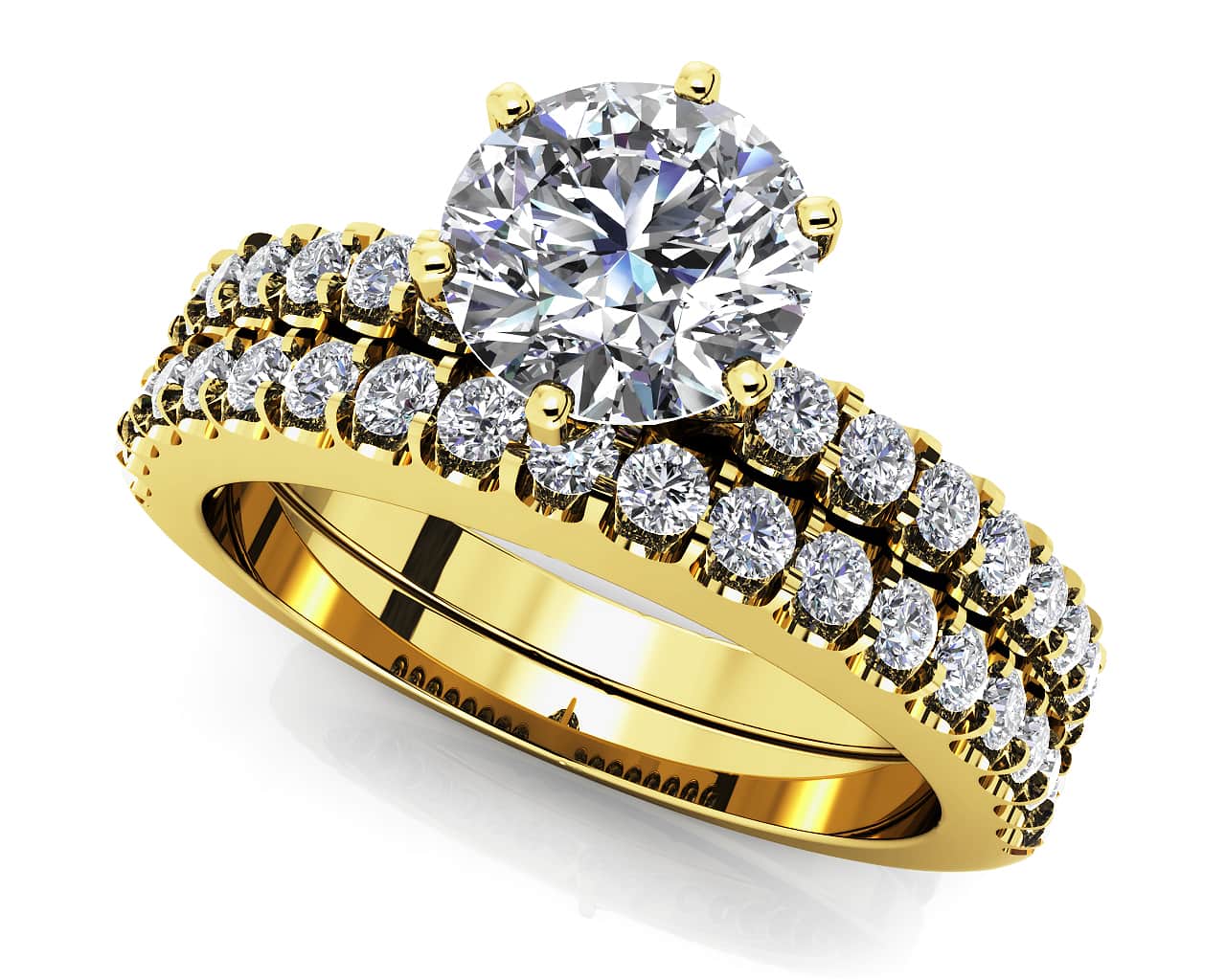 Prong Set Bridal Ensemble Lab-Grown Diamond  with 1.03 ct. (0.50 ct. center diamond) - Image 2