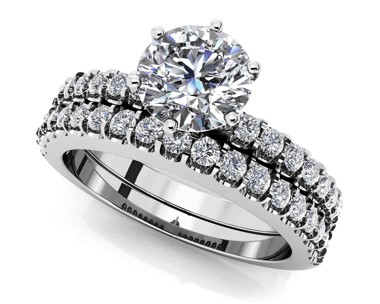 Prong Set Bridal Ensemble Lab-Grown Diamond with 1.28 ct. (0.75 ct. center diamond)
