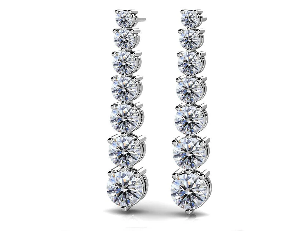 Prong Set Diamond Cascade Earrings Lab-Grown Diamond with 2.02 ct.(finished)