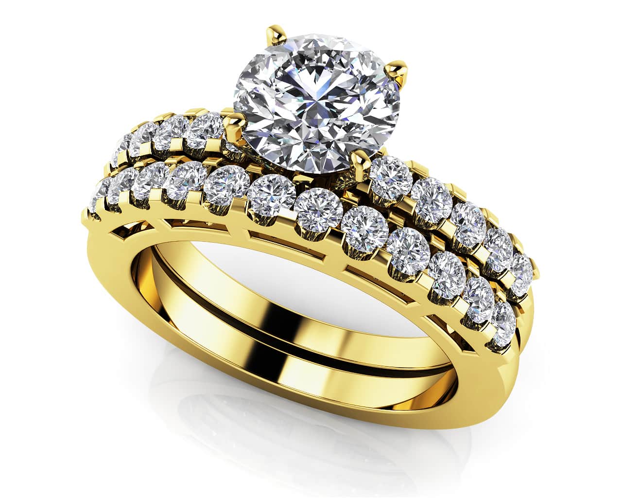 Prong Set Diamond Laden Bridal Set Diamond  with 1.23 ct. (0.50 ct. center diamond) - Image 2