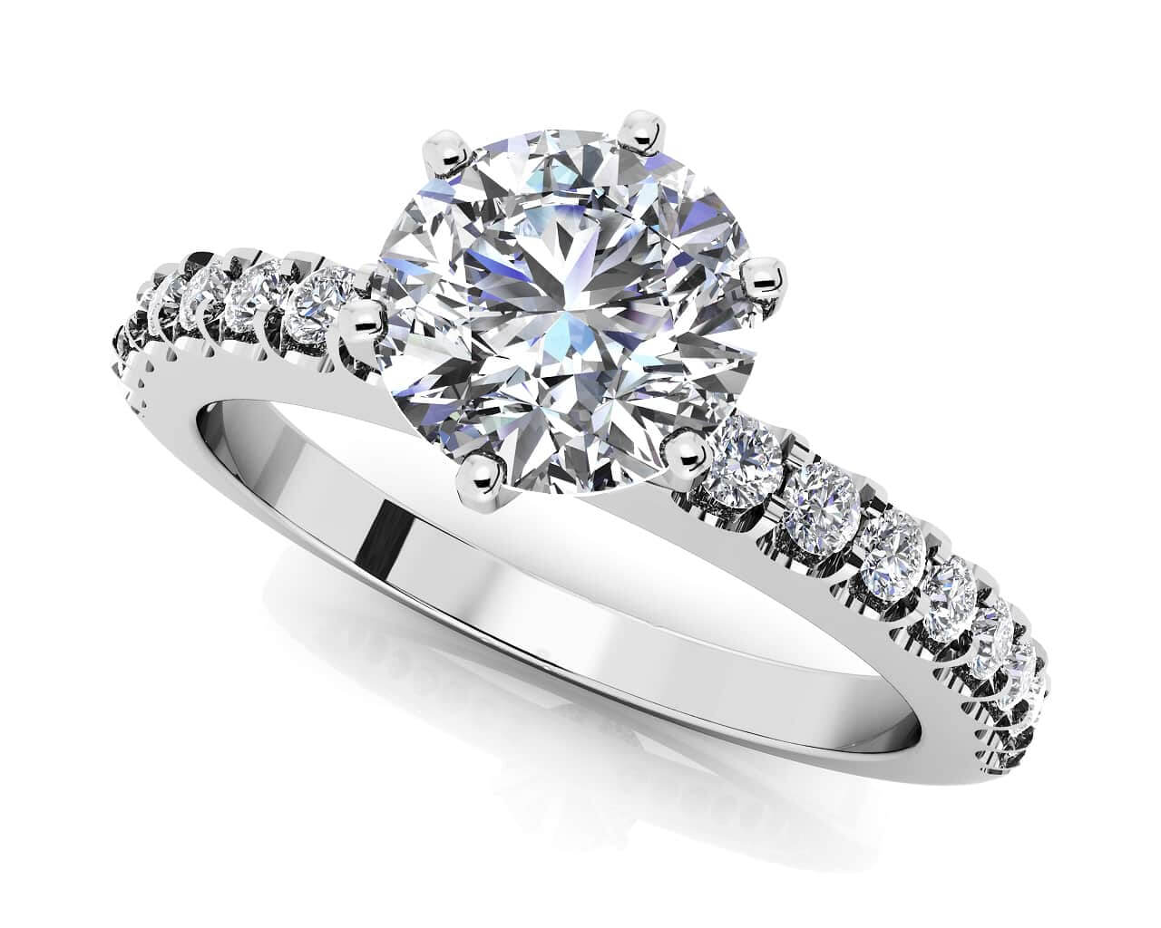 Prong Set Side Lab-Grown Diamond Engagement Ring with 1.49 ct. (1.25 ct. center diamond)