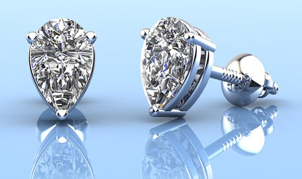 Radiant Romance Pear Shaped Stud Diamond Earrings with 0.42 ct.(finished) 5x3mm - Image 3