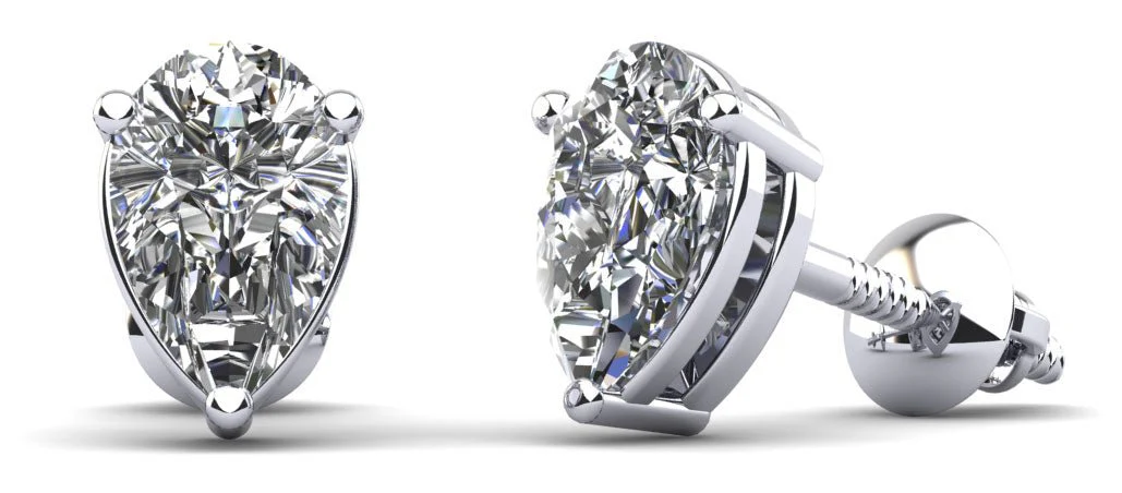 Radiant Romance Pear Shaped Stud Diamond Earrings with 1.50 ct.(finished) 8x5mm