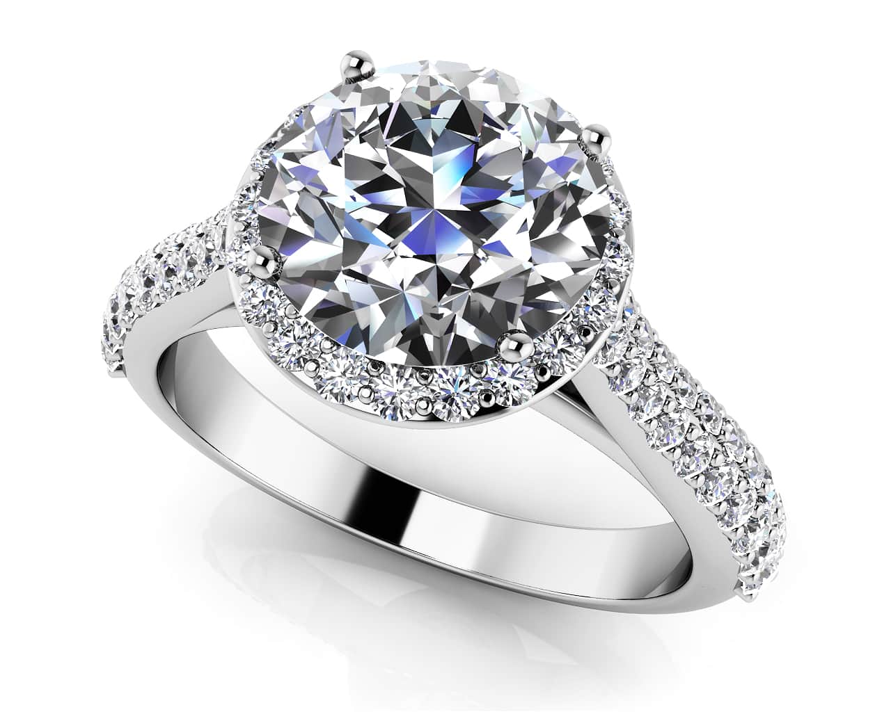 Radiant Round Diamond Engagement Ring with 1.85 ct. (1.25 ct. center diamond)