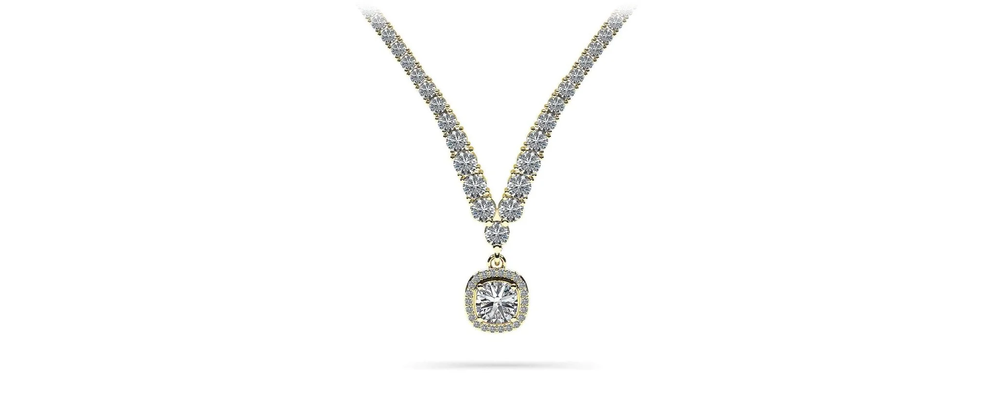 Ravishing Cushion Cut 4 Prong V Diamond Necklace with 9.60 ct.(finished) - Image 2