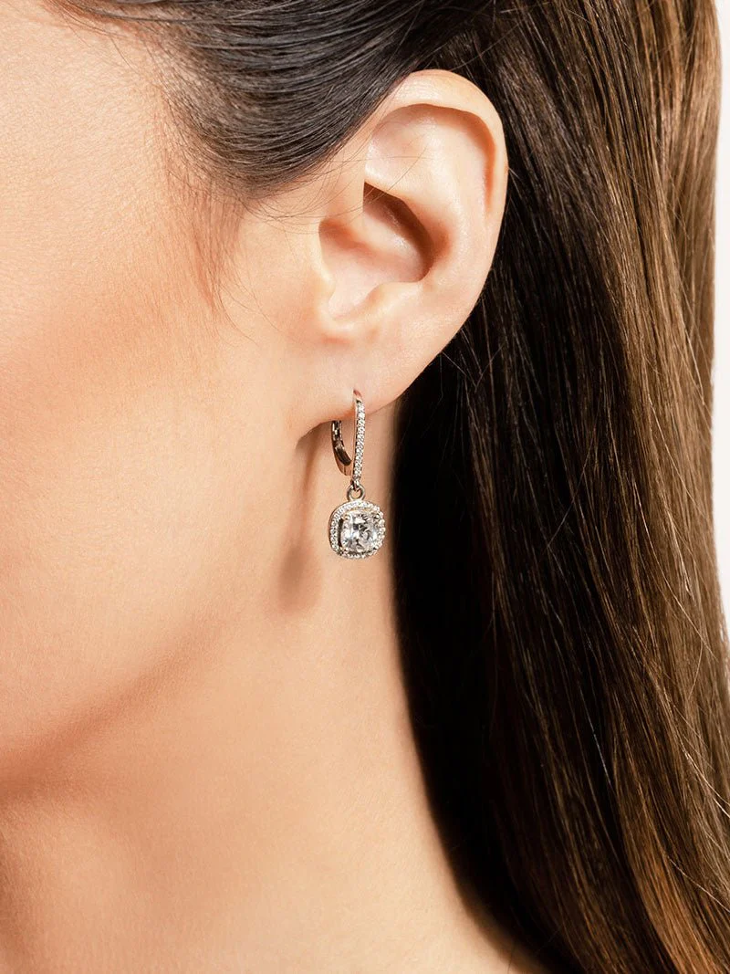 Ravishing Cushion Cut Diamond Drop Earring Lab-Grown Diamond with 4.48 ct. (2X2.00 ct. center diamonds) - Image 3