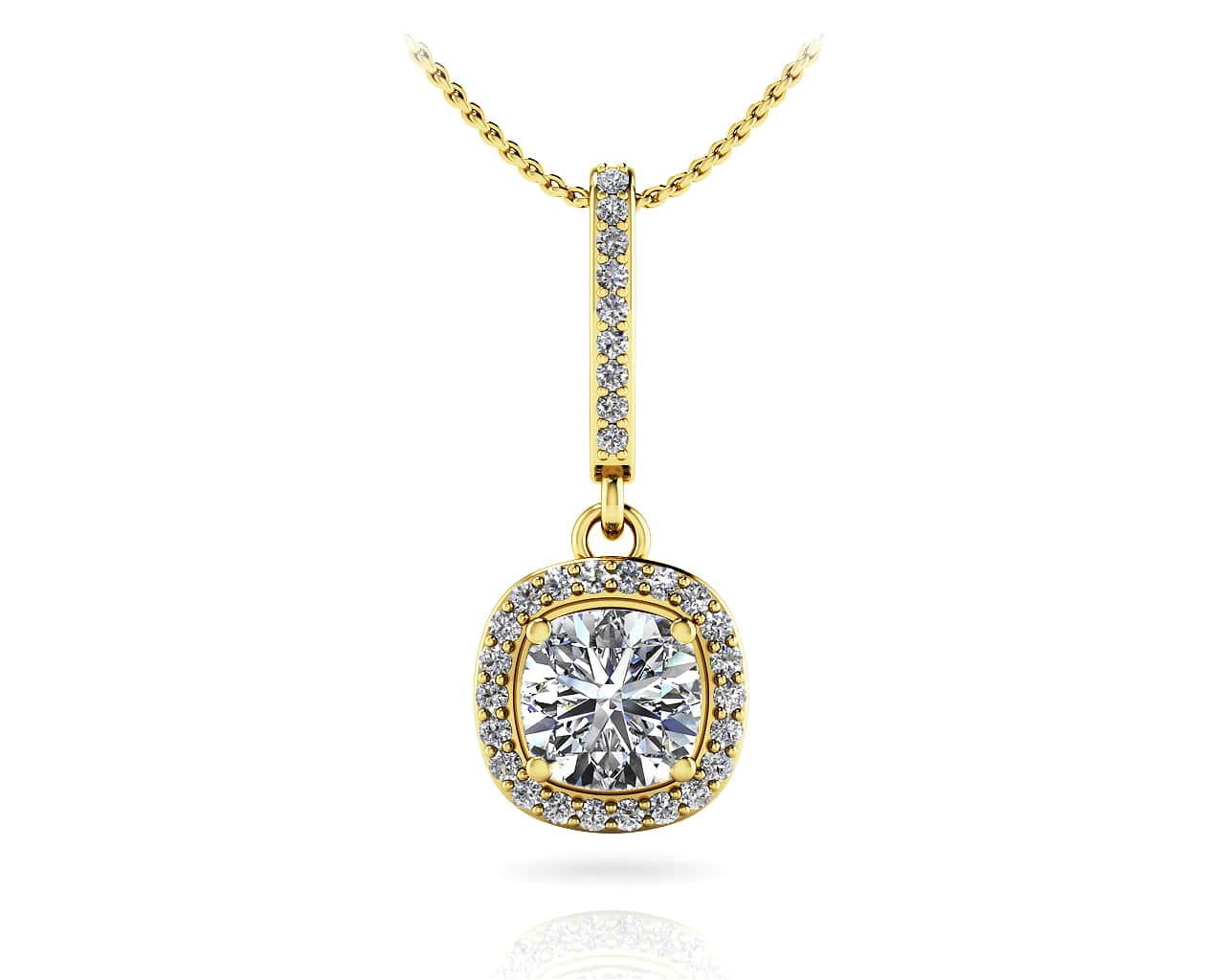 Ravishing Cushion Cut Diamond Drop Pendant with 0.68 ct. (0.50 ct. center diamond) - Image 2
