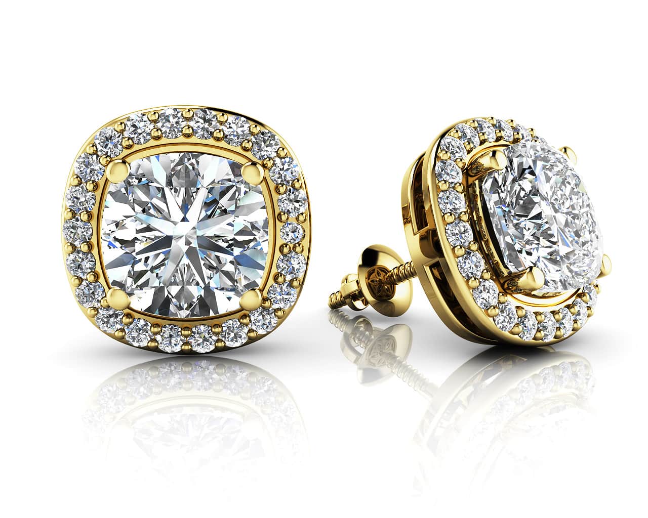 Ravishing Cushion Cut Diamond Lab-Grown Diamond Studs  with 2.28 ct. (2X1.00 ct. center diamonds) - Image 2