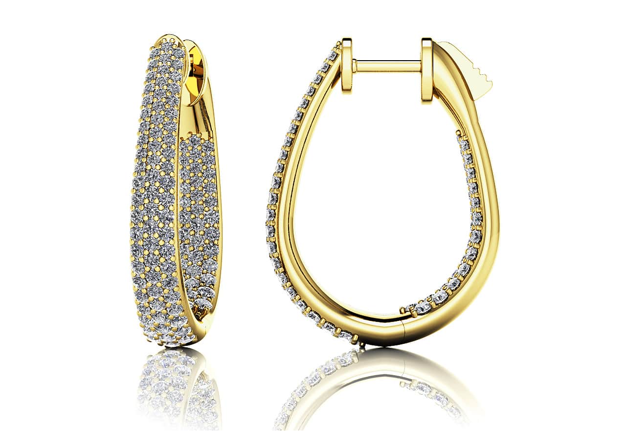 Ravishing Diamond Oval Earrings Diamond  with 2.35 ct.(finished) 1.3mm, 1.5mm, 1.7mm - Image 2