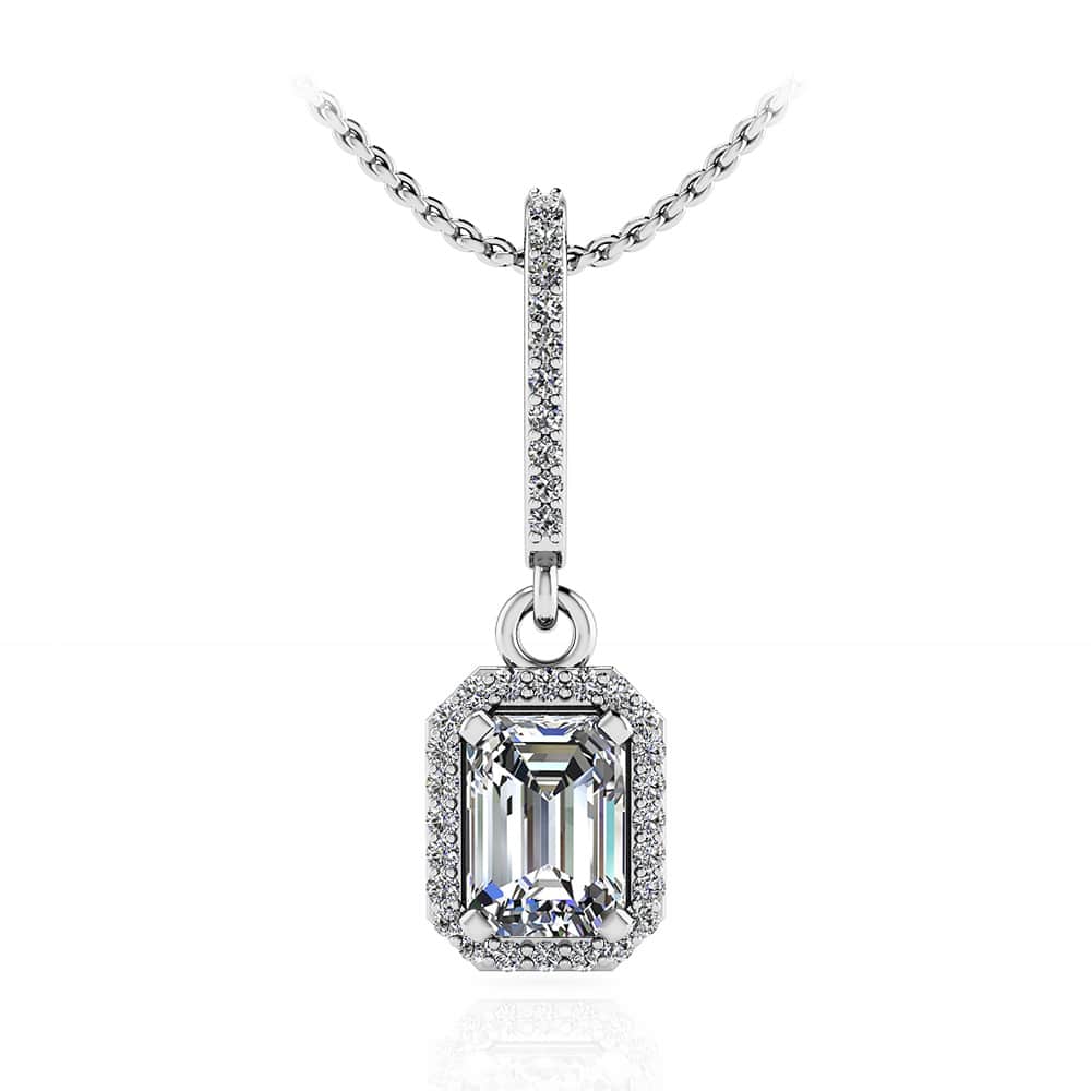 Ravishing Emerald Cut Diamond Pendant with 0.65 ct. (0.50 ct. center diamond)