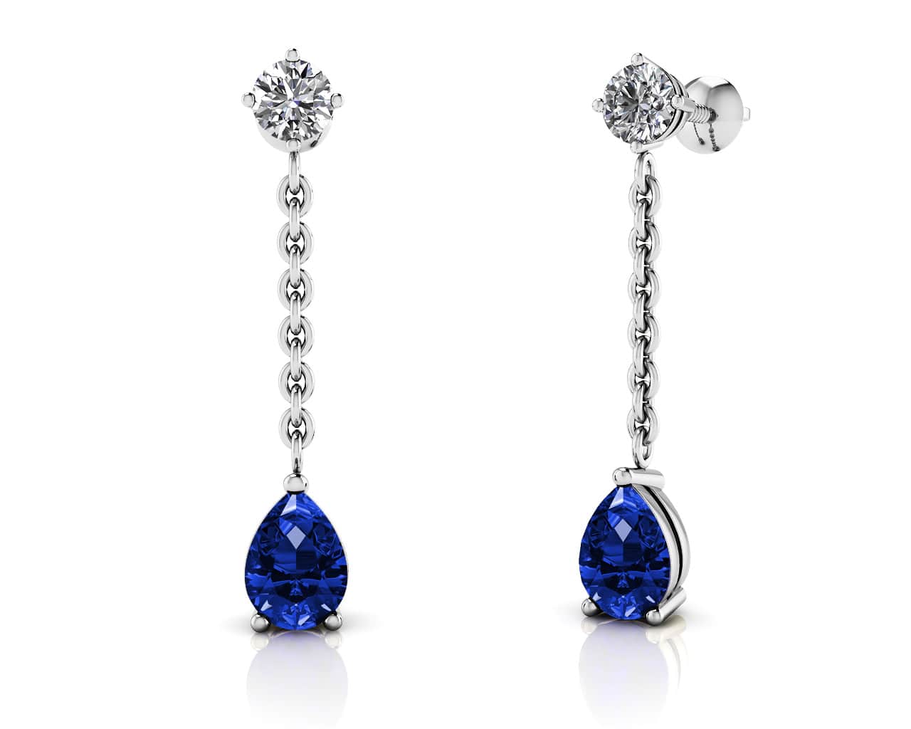Ravishing Pear Shape Drop Lab-Grown Diamond Earrings with 1.42 ct.(finished) 6x4mm, 3.8mm