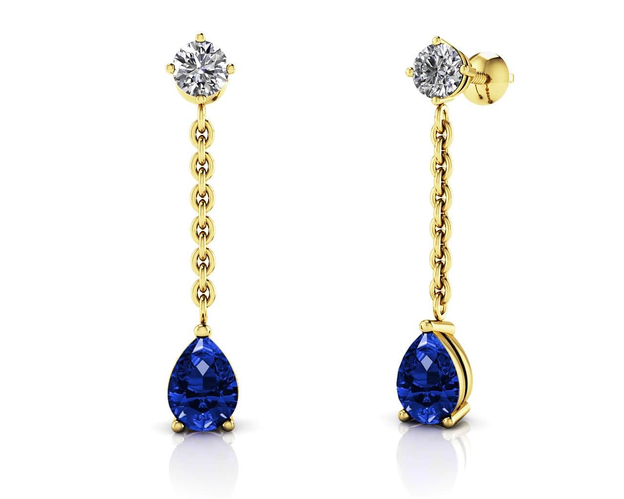 Ravishing Pear Shape Drop Lab-Grown Diamond Earrings with 1.42 ct.(finished) 6x4mm, 3.8mm - Image 2