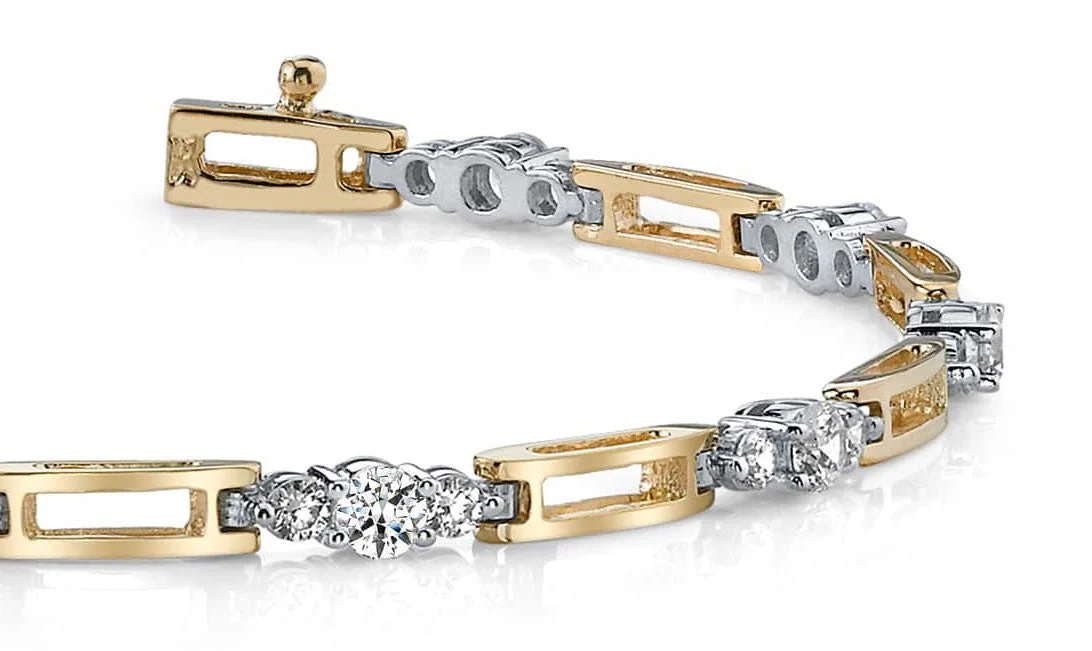 Rectangle Link Diamond Bracelet with 1.00 ct.(finished) 2.2mm, 3.2mm - Image 2