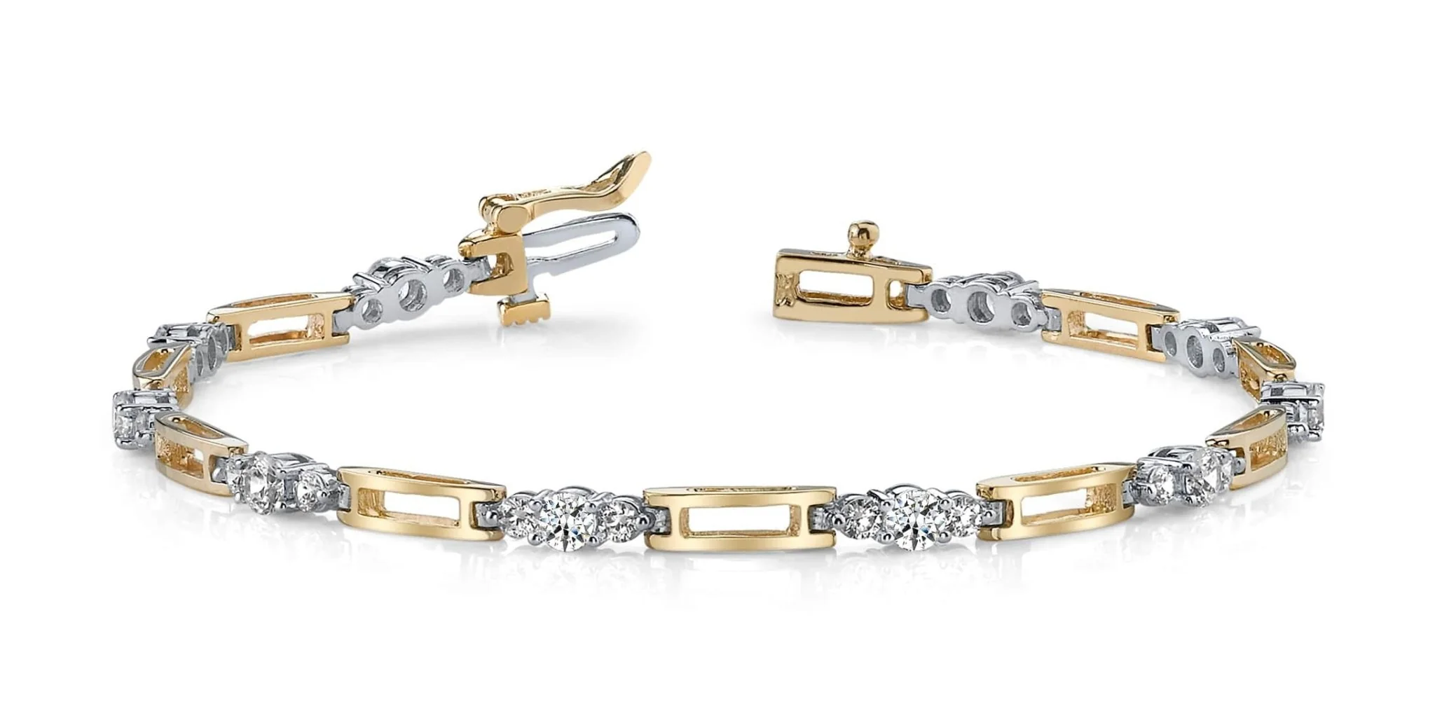 Rectangle Link Diamond Bracelet with 1.00 ct.(finished) 2.2mm, 3.2mm - Image 3