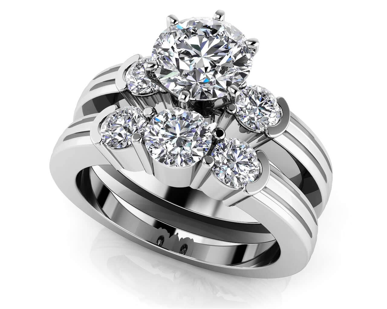 Ridged Diamond Side Accent Lab-Grown Diamond Bridal Set with 2.27 ct. (1.50 ct. center diamond)