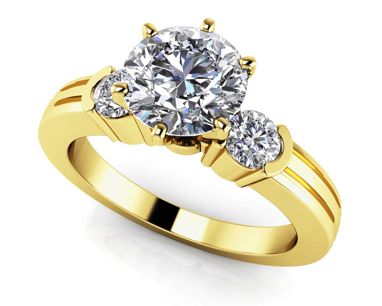 Ridged Diamond Side Accent Solitaire Diamond  with 2.26 ct. (2.00 ct. center diamond) - Image 2