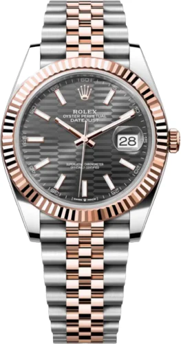 Rolex Datejust 41 Rose Gold/Steel Slate Motif Dial Fluted Bezel Jubilee Bracelet 126331
