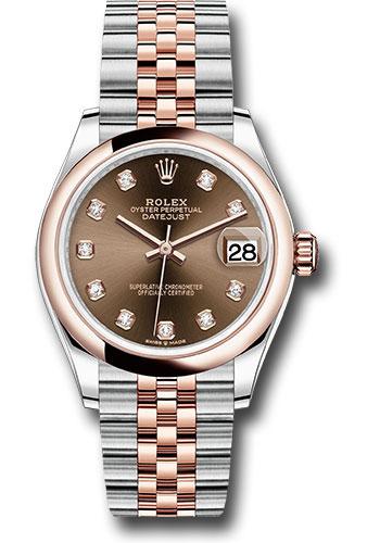 Rolex Steel and Everose Gold Datejust 31 Watch - Domed Bezel - Chocolate Dial - Jubilee Bracelet - 278241 chodj