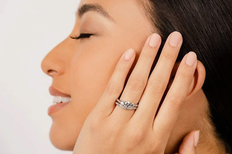 Romantic Dreams Three Stone Lab-Grown Diamond Bridal Set with 2.73 ct. (1.50 ct. center diamond) - Image 4