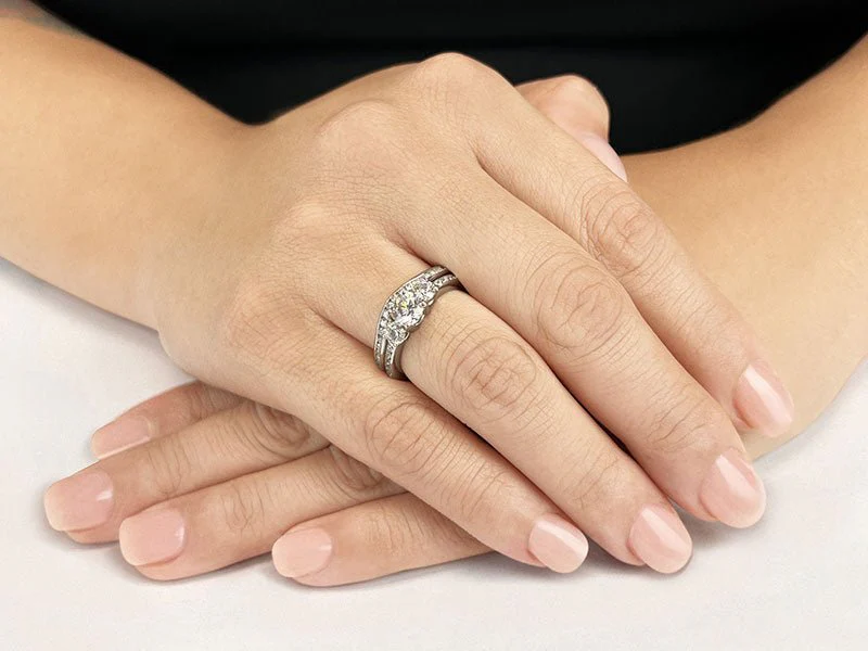 Romantic Dreams Three Stone Lab-Grown Diamond Bridal Set with 3.40 ct. (2.00 ct. center diamond) - Image 3