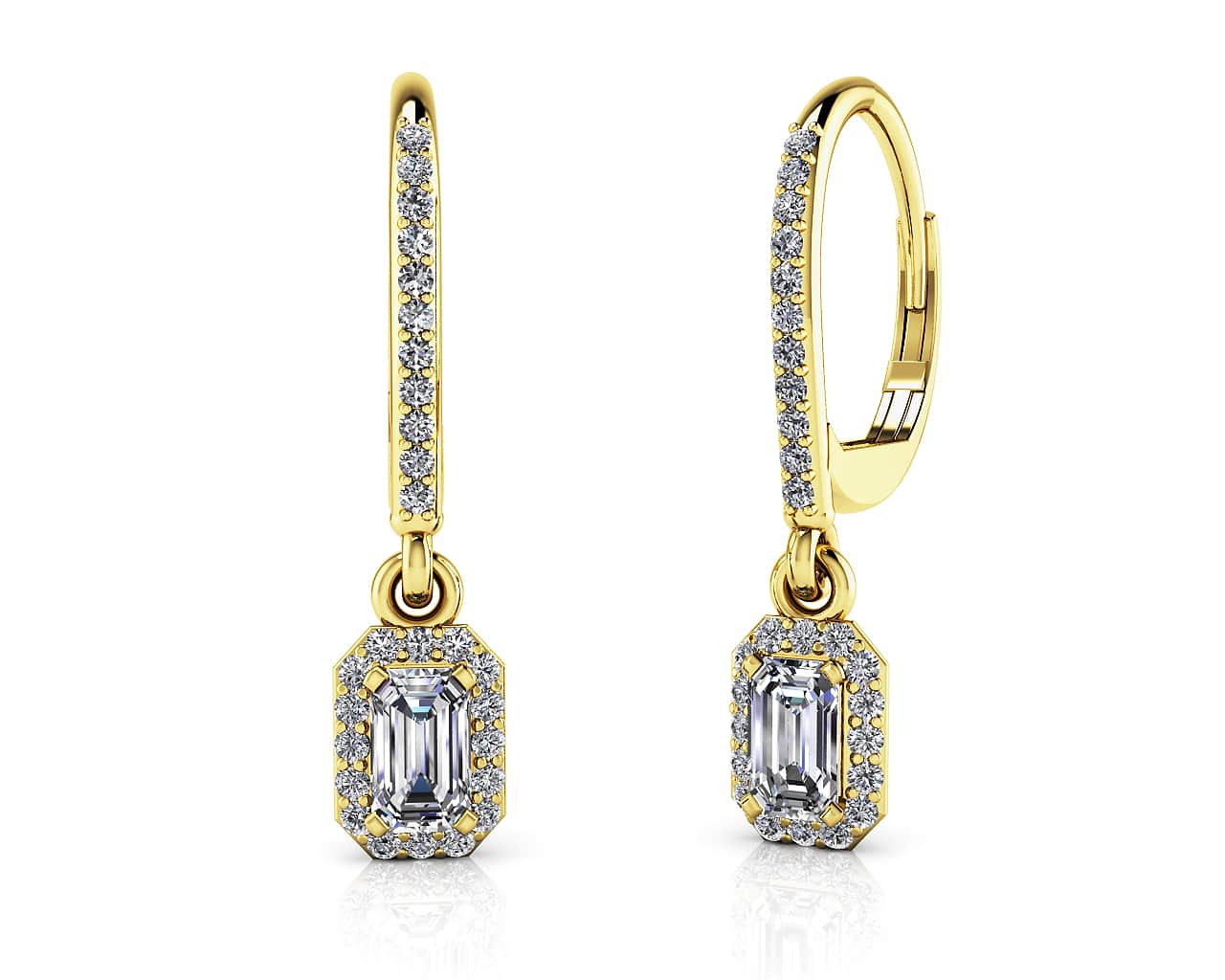 Romantic Emerald Cut Diamond Drop Lab-Grown Diamond Earrings with 1.71 ct. (2X0.70 ct. center diamonds) - Image 2