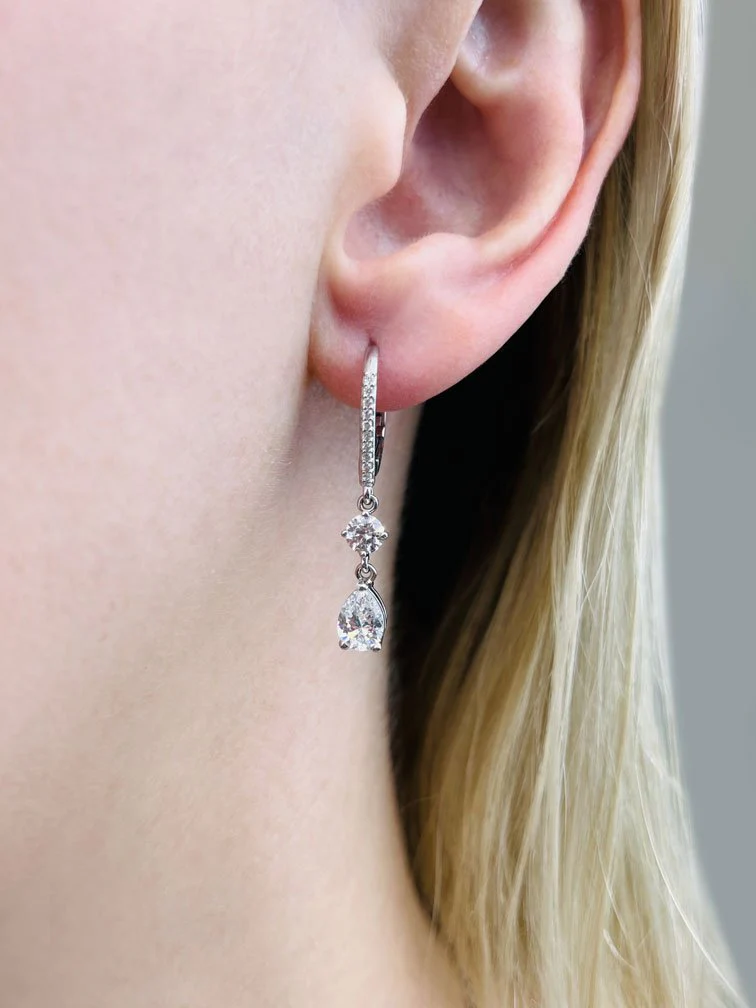 Romantic Pear Shaped Diamond Drop Lab-Grown Diamond Earrings with 1.68 ct.(finished) 7x5mm, 1mm, 4.25mm - Image 3