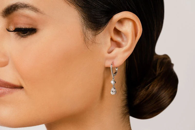 Romantic Pear Shaped Diamond Drop Lab-Grown Diamond Earrings with 1.68 ct.(finished) 7x5mm, 1mm, 4.25mm - Image 4