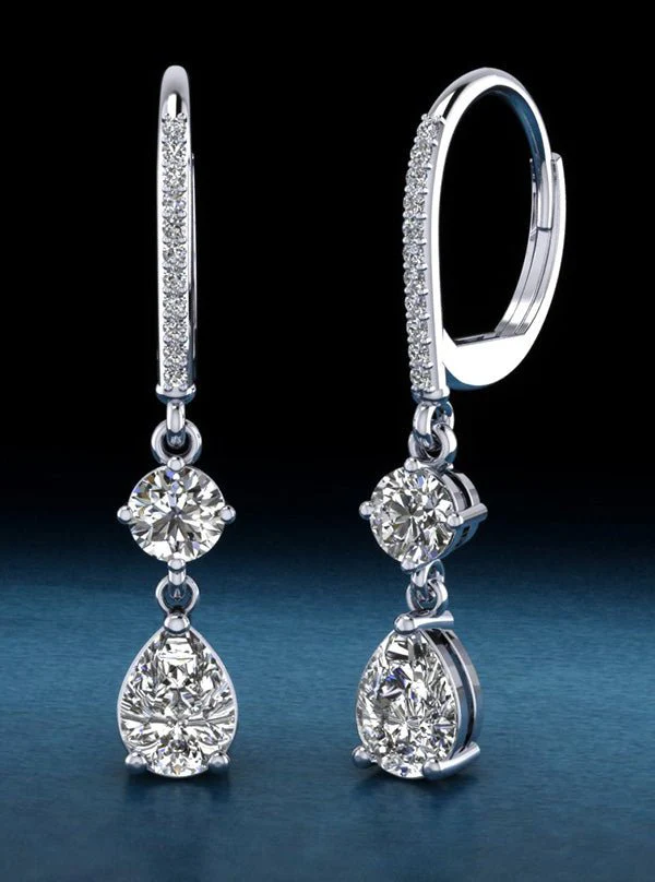 Romantic Pear Shaped Diamond Drop Lab-Grown Diamond Earrings with 1.68 ct.(finished) 7x5mm, 1mm, 4.25mm - Image 5