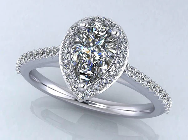 Romantic Pear Shaped With Halo Diamonds Ring Diamond  with 1.09 ct. (0.75 ct. center diamond) - Image 4