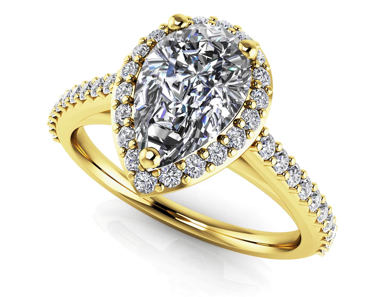Romantic Pear Shaped With Halo Diamonds Ring Diamond with 3.37 ct. (3.00 ct. center diamond) - Image 2