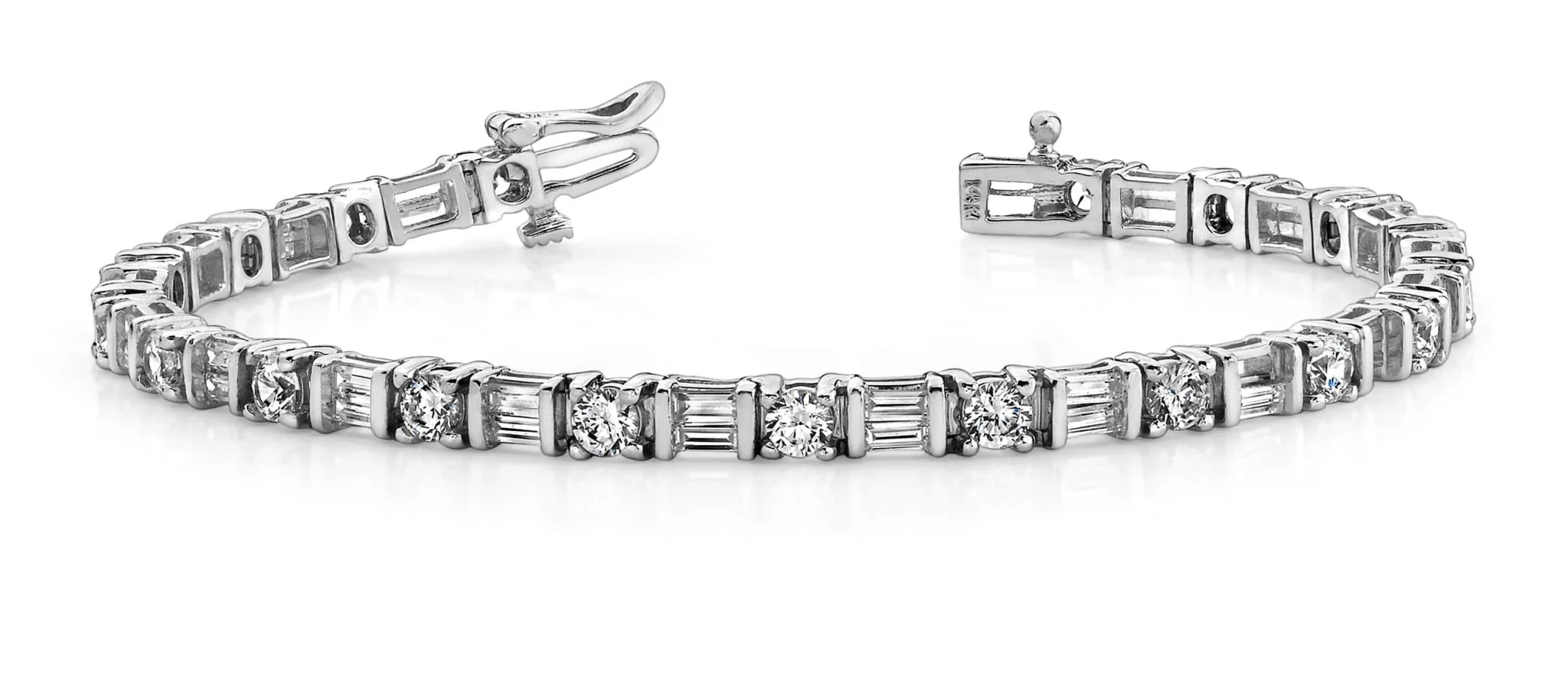 Round And Baguette Diamond Bracelet with 9.54 ct.(finished) 4x2mm, 4mm - Image 4