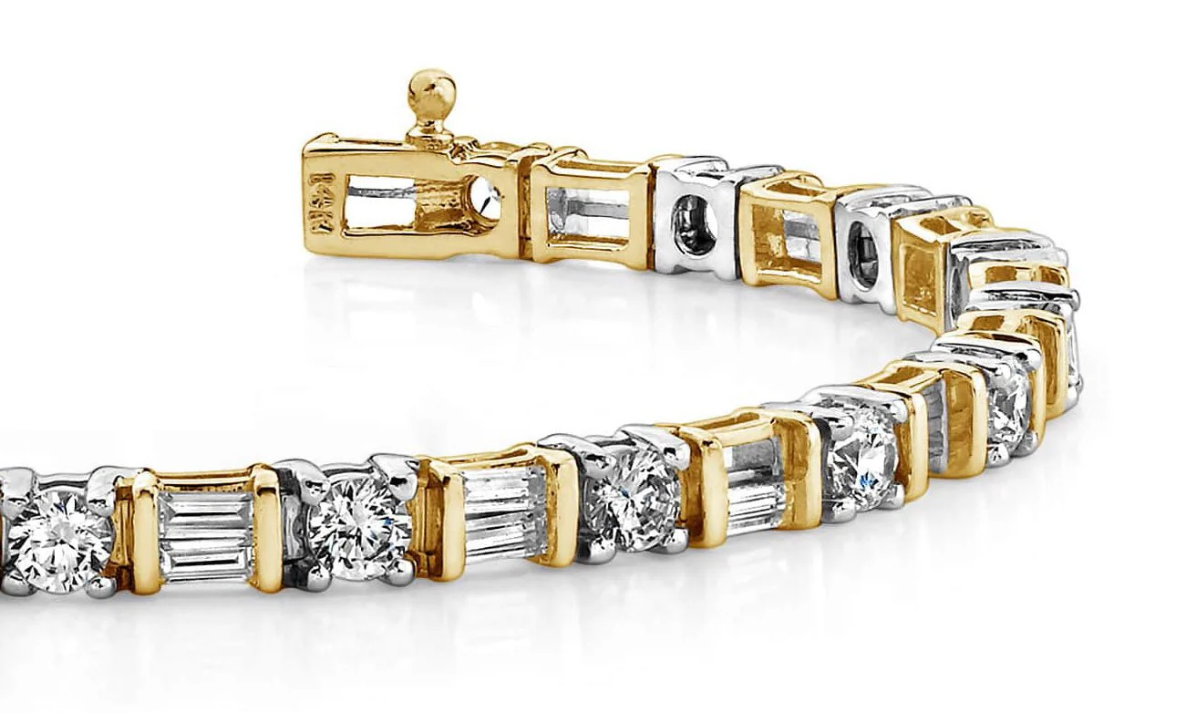 Round And Baguette Lab-Grown Diamond Bracelet with 9.54 ct.(finished) 4x2mm, 4mm - Image 2