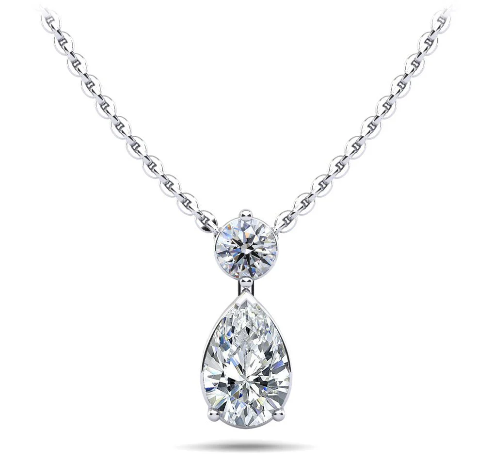 Round and Pear Lab-Grown Diamond Pendant with 0.49 ct.(finished) 6x4mm, 3.7mm