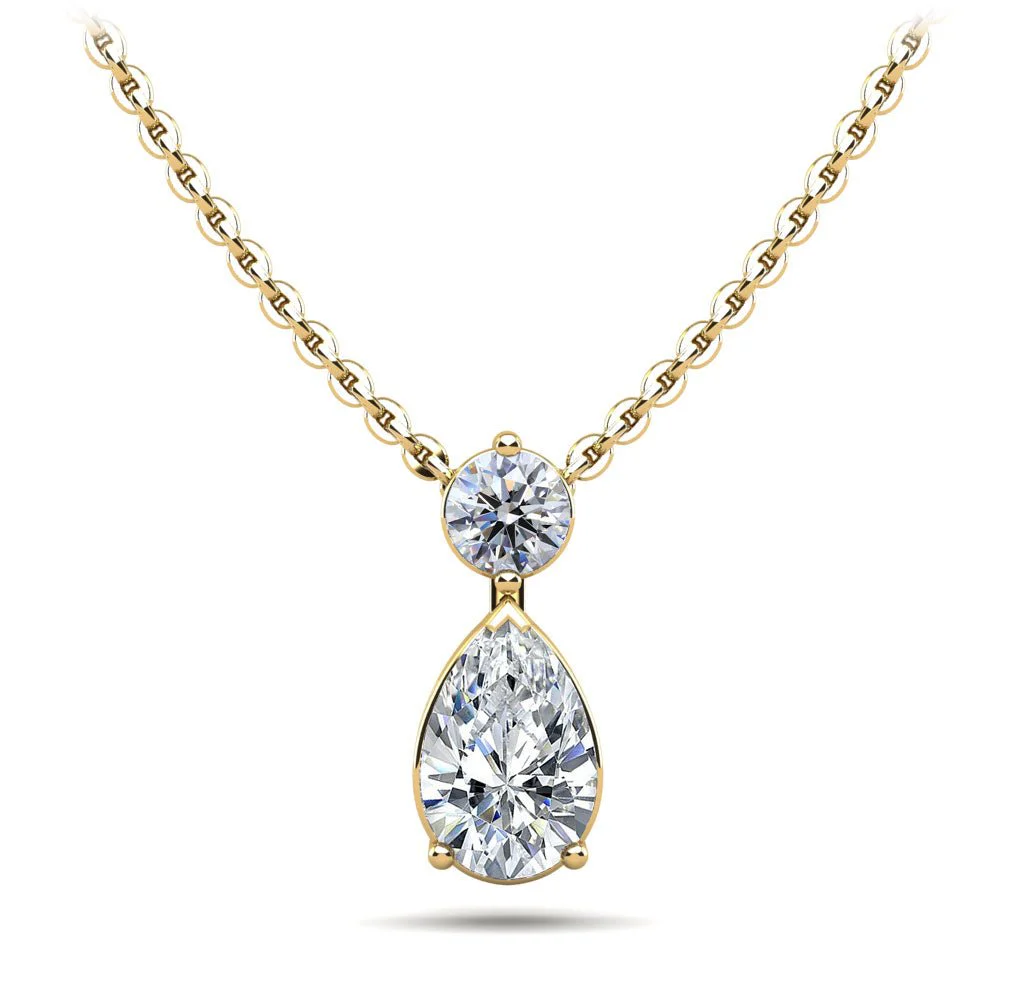 Round and Pear Lab-Grown Diamond Pendant with 0.49 ct.(finished) 6x4mm, 3.7mm - Image 2
