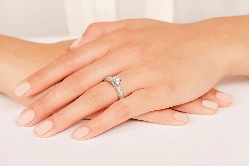 Round And Princess Cut Shank Lab-Grown Diamond Engagement Ring with 2.75 ct. (1.50 ct. center diamond) - Image 3